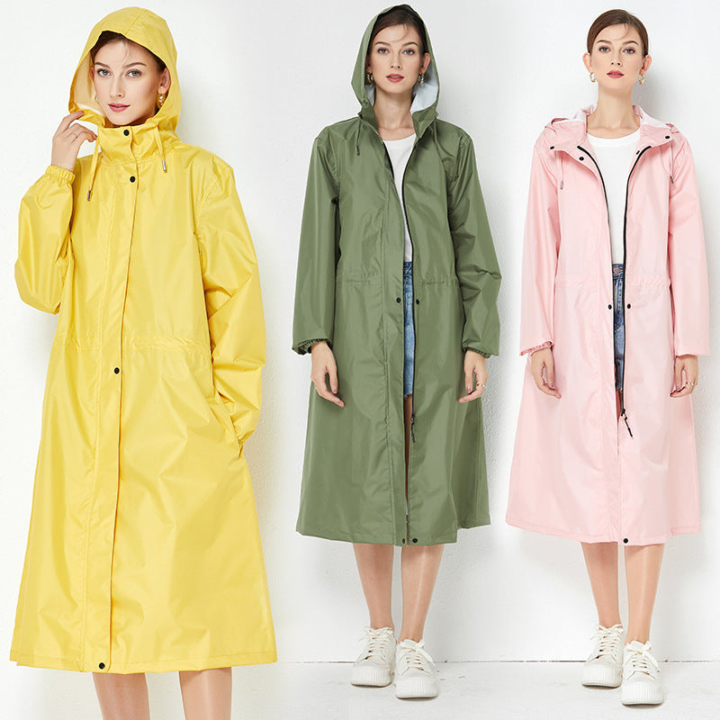 Fashion Trench Coat Raincoat Lightweight Breathable Solid Color Long Sleeve