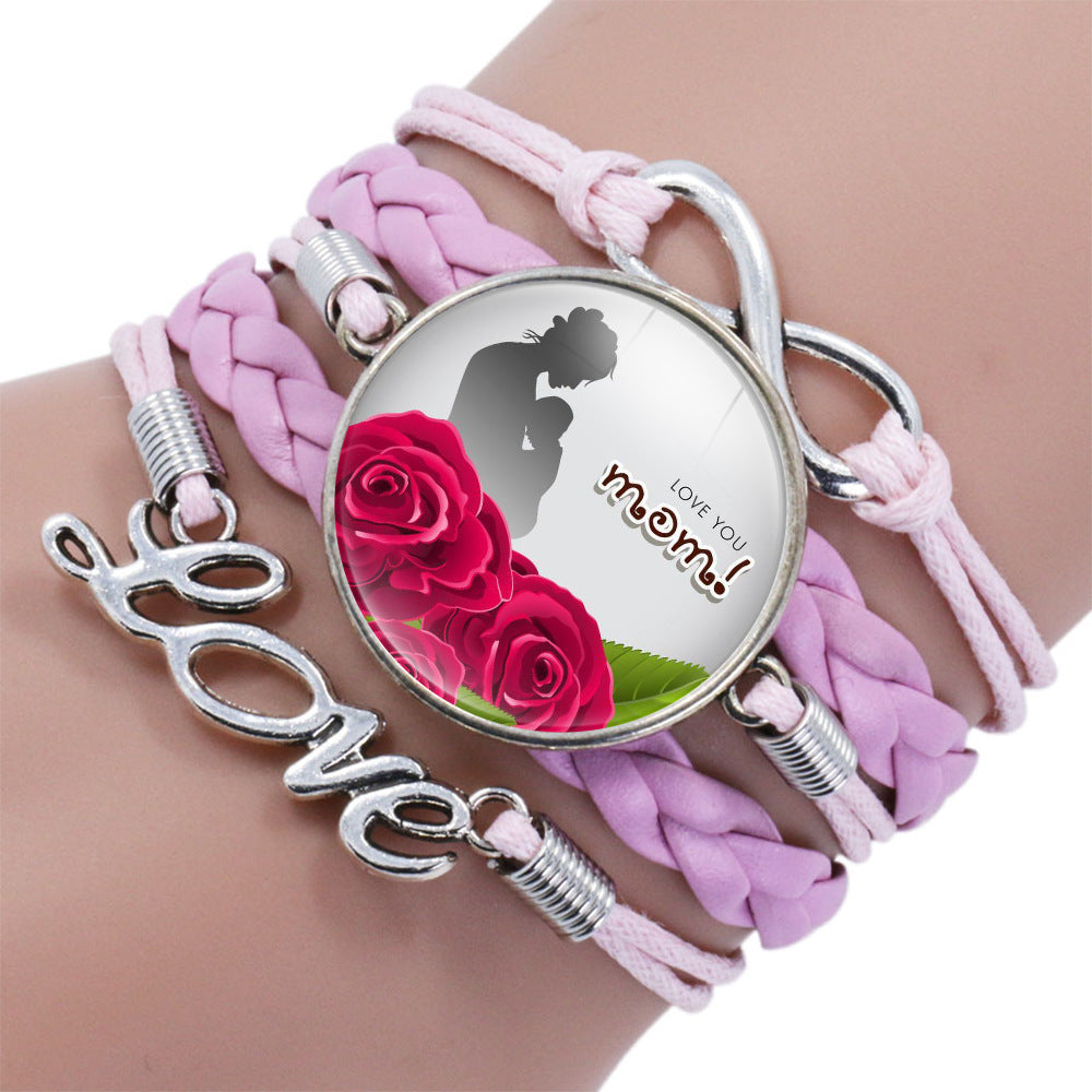 MOM LOVE Time Stone Multi-layer Multi-layer Leather Bracelet LOVE Mother's Day Gift