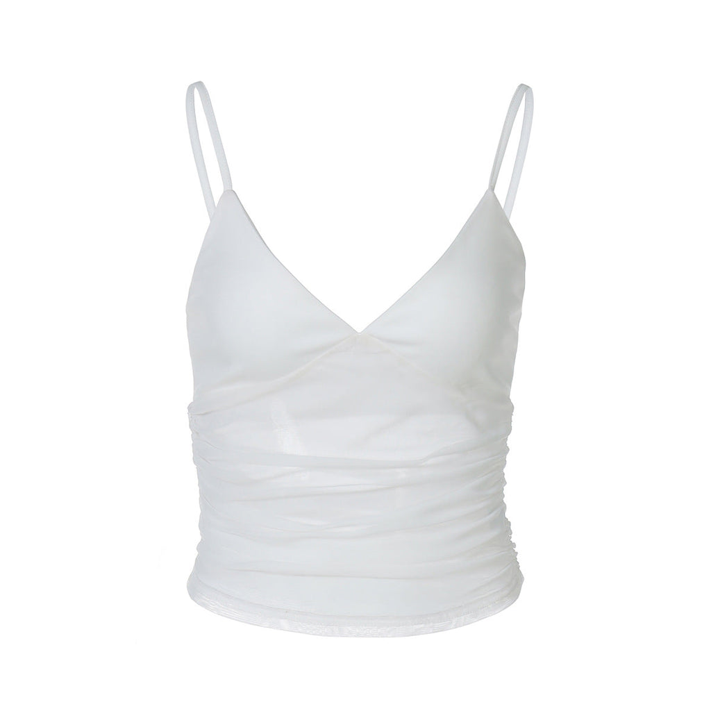 Mesh Slim Fit Patchwork Backless Camisole
