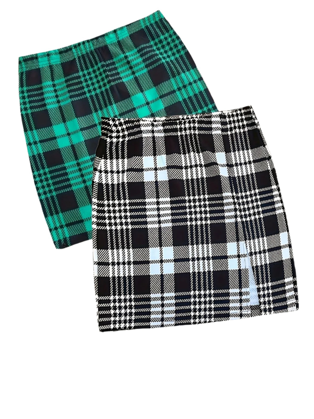 Women's fashion plaid short skirt two-piece set