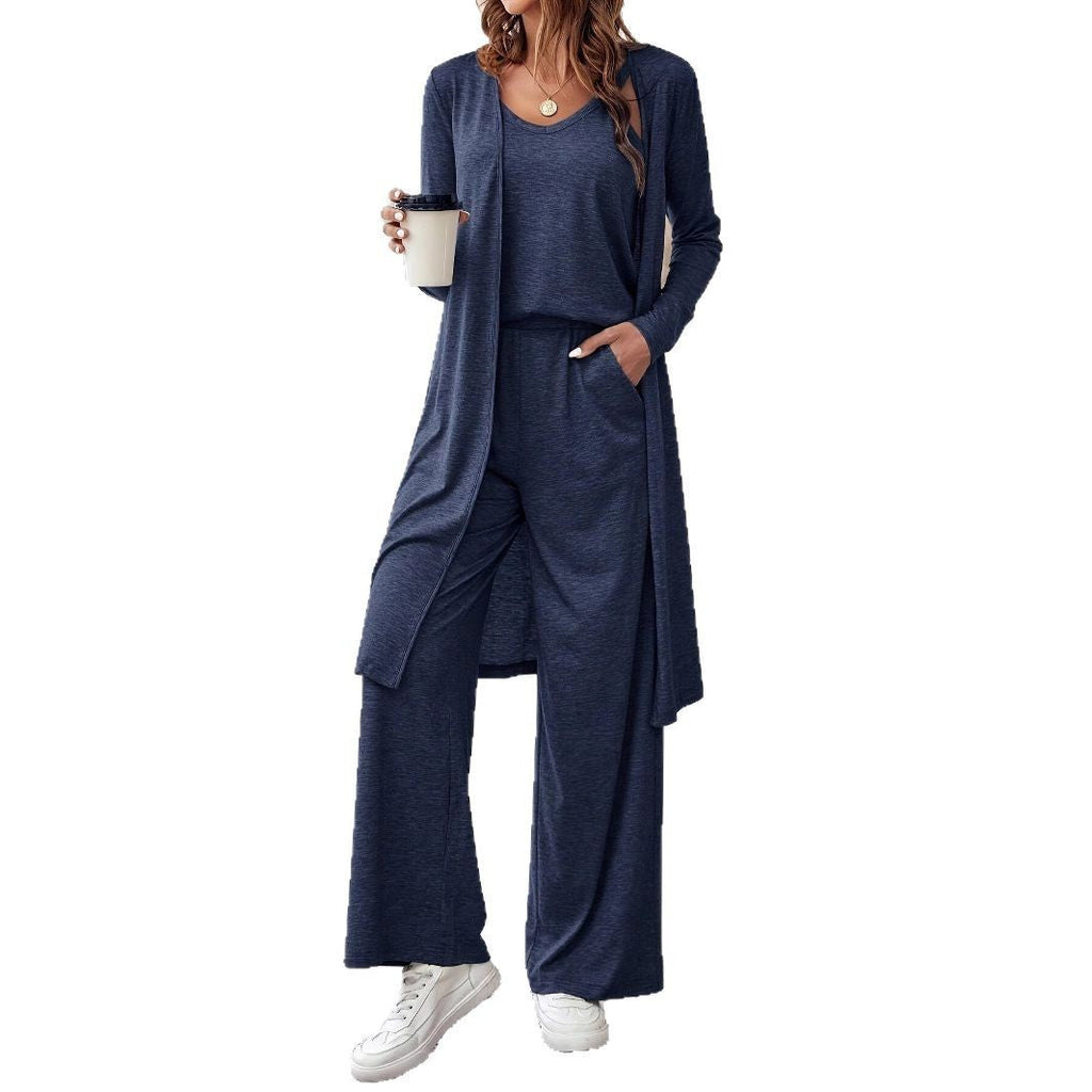Sling Top Long Cardigan Trousers Three Suit