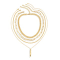 5-Piece Multi-Layer Twisted Metal Rod Tassel Necklace Set