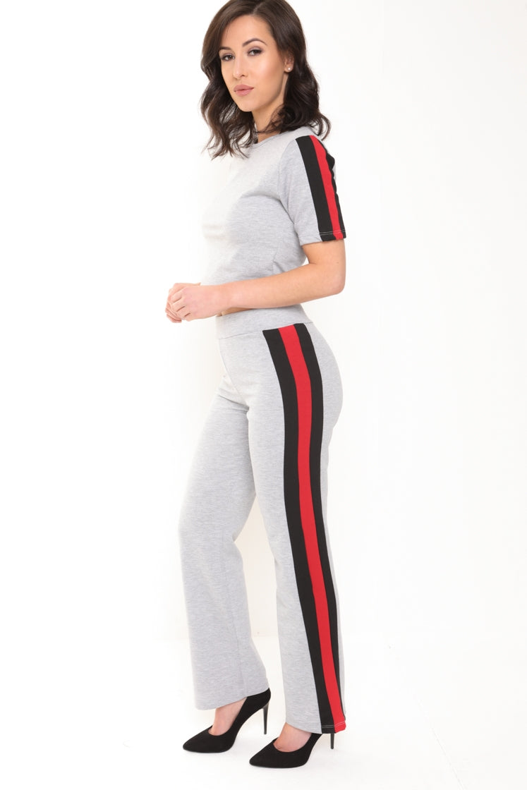 Black And Red Side Stripe Loungewear Co-ord