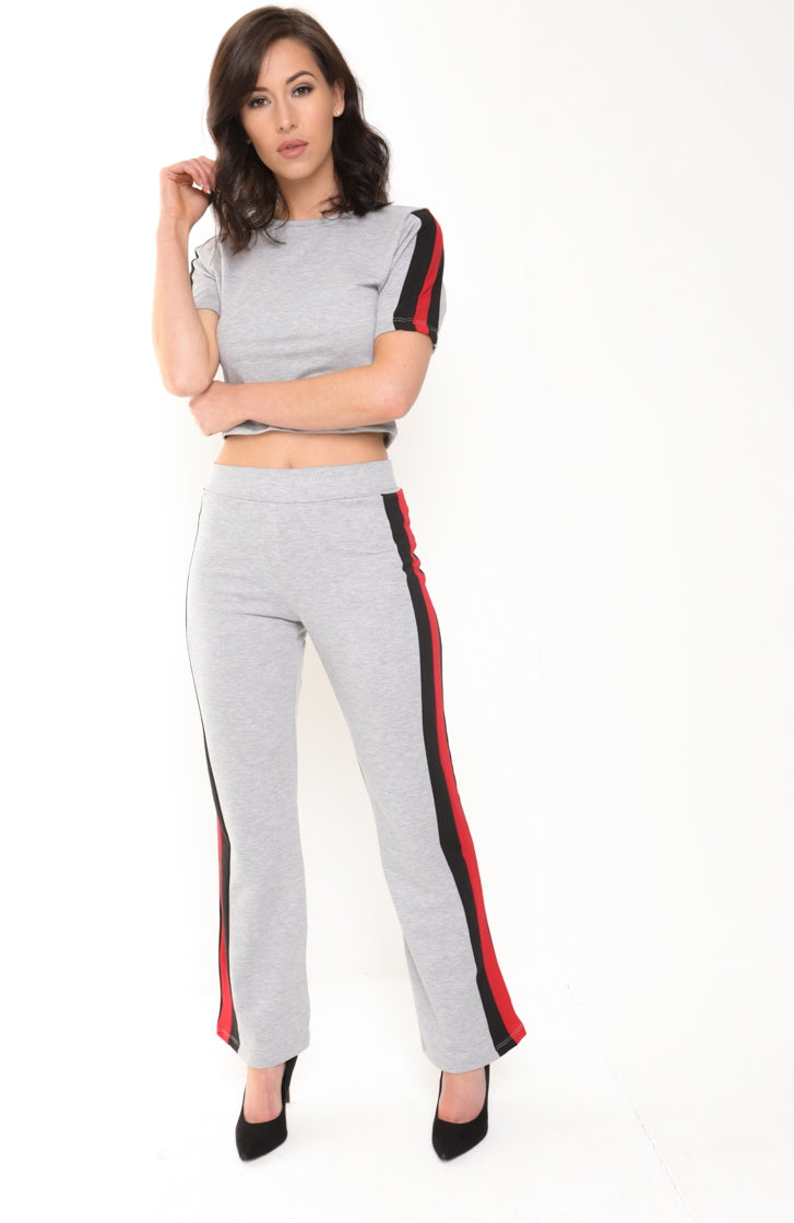 Black And Red Side Stripe Loungewear Co-ord