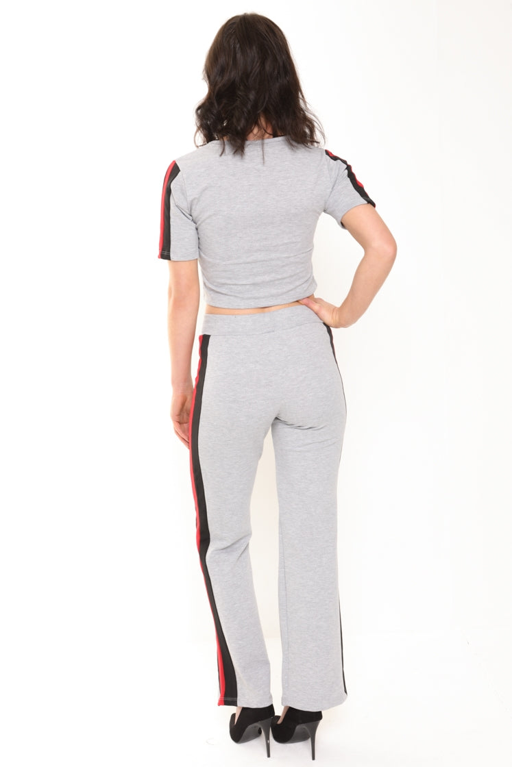 Black And Red Side Stripe Loungewear Co-ord