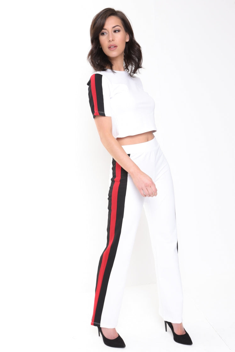 Black And Red Side Stripe Loungewear Co-ord