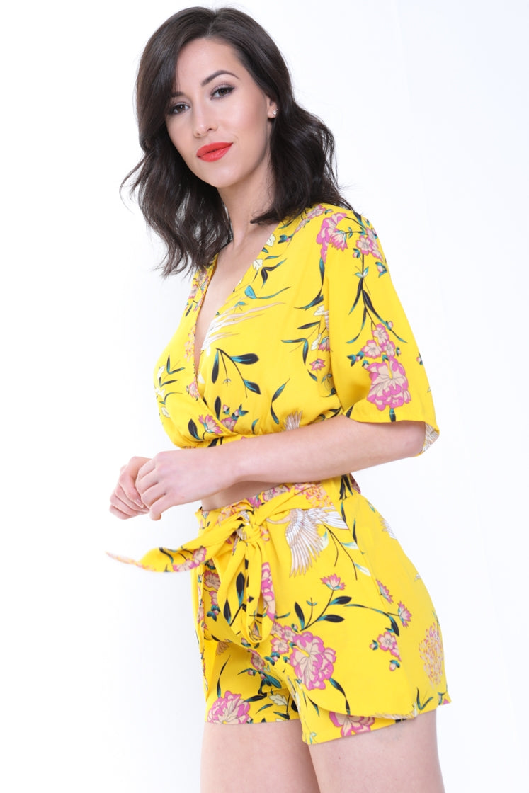 Tropical Print Wrap Front Co-ord
