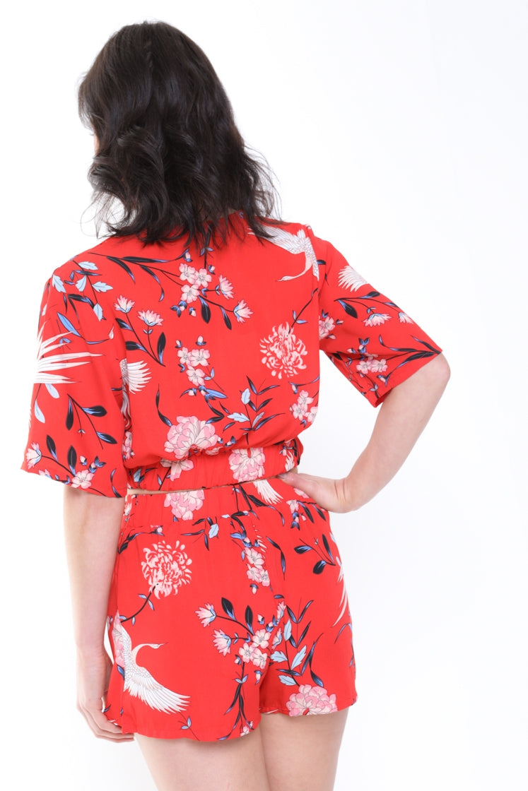 Tropical Print Wrap Front Co-ord