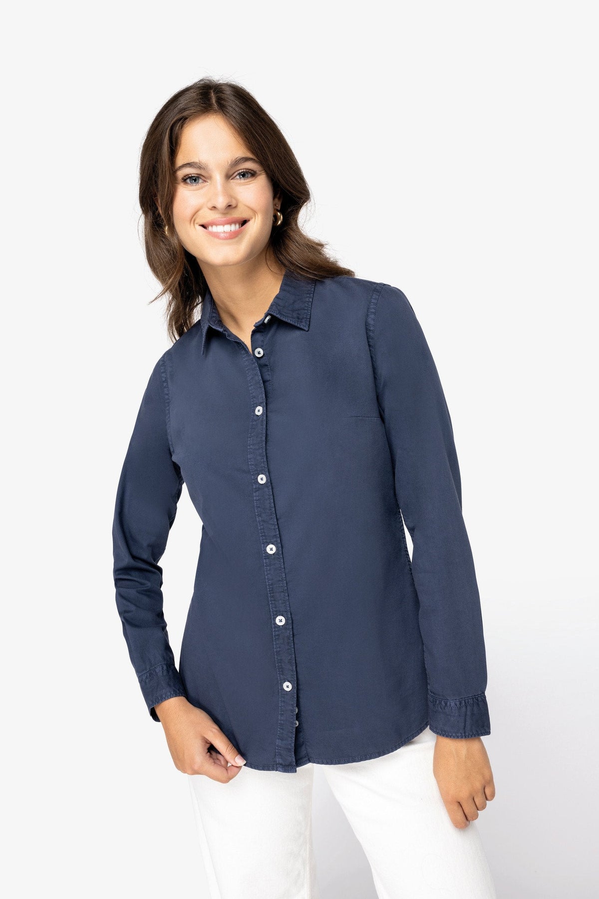 Organic Washed Long Sleeve Shirt: Ladies