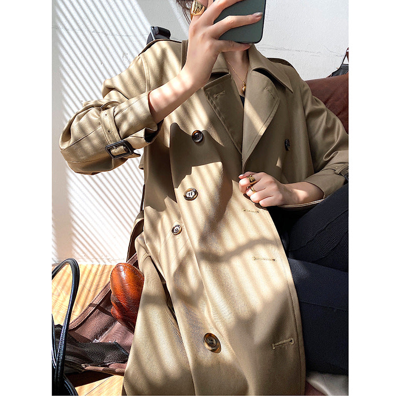 Women's New Spring And Autumn Windbreaker Mid-length Coat