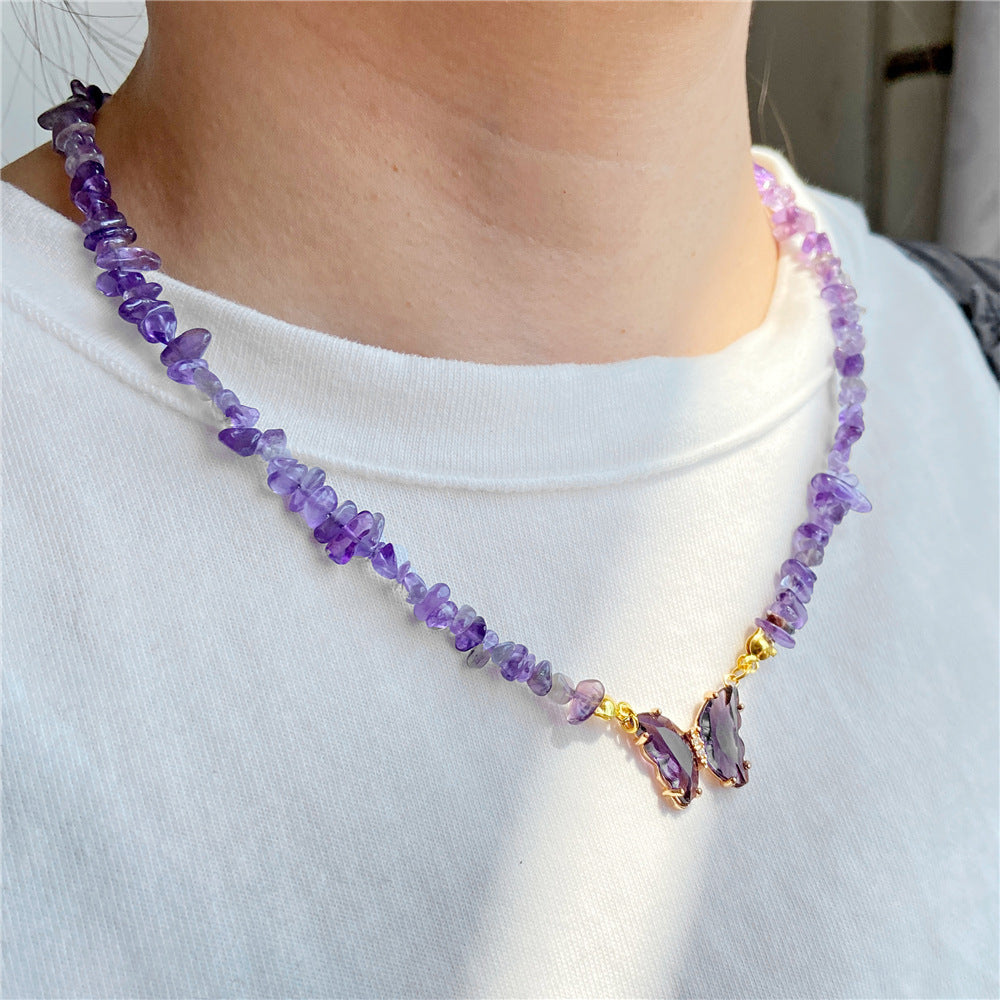 Simple and Versatile Butterfly Natural Stone Necklaces