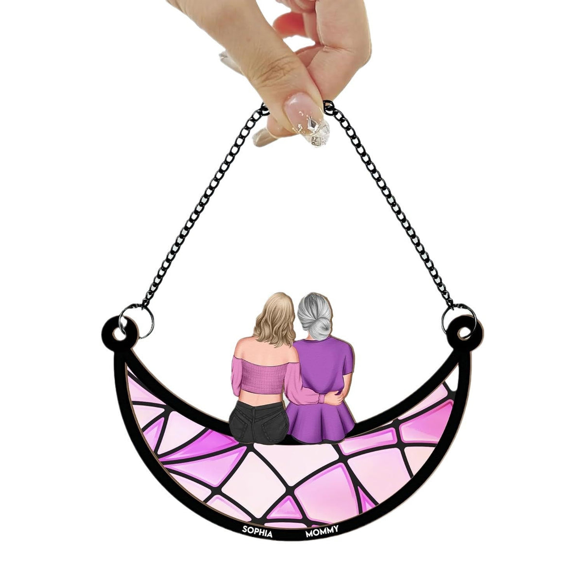 Mother's Day Decoration Gift Mother And Daughter Pendant On The Moon