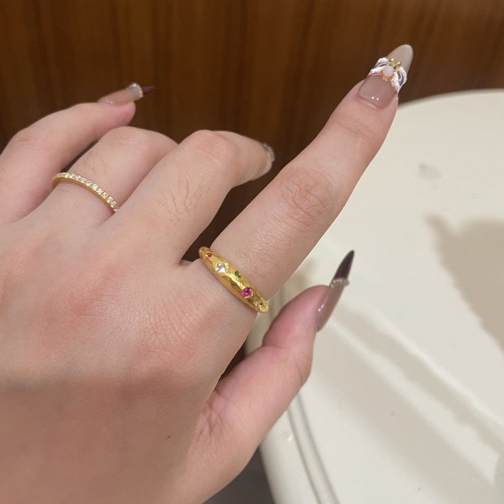 Retro Micro-Set Zircon Planet Ring For Women, Niche Design, Cool And Minimalist Style Index Finger Ring