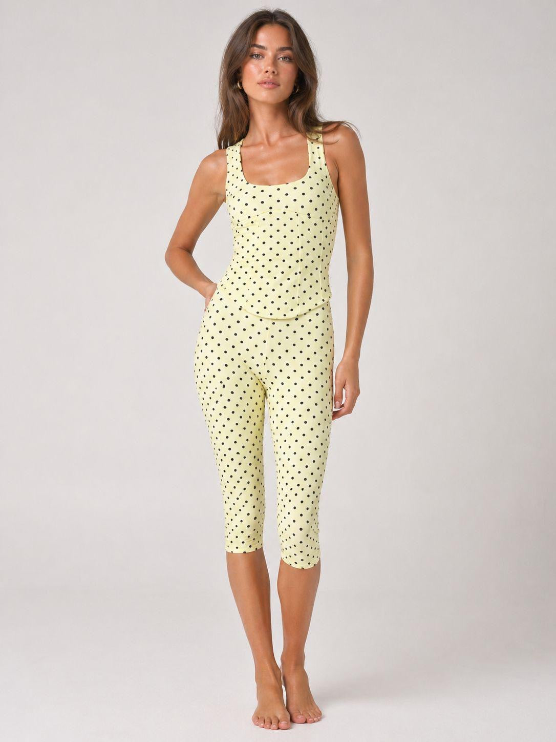 Polka Dot Sleeveless Top & High Waist 3/4 Co-Ord