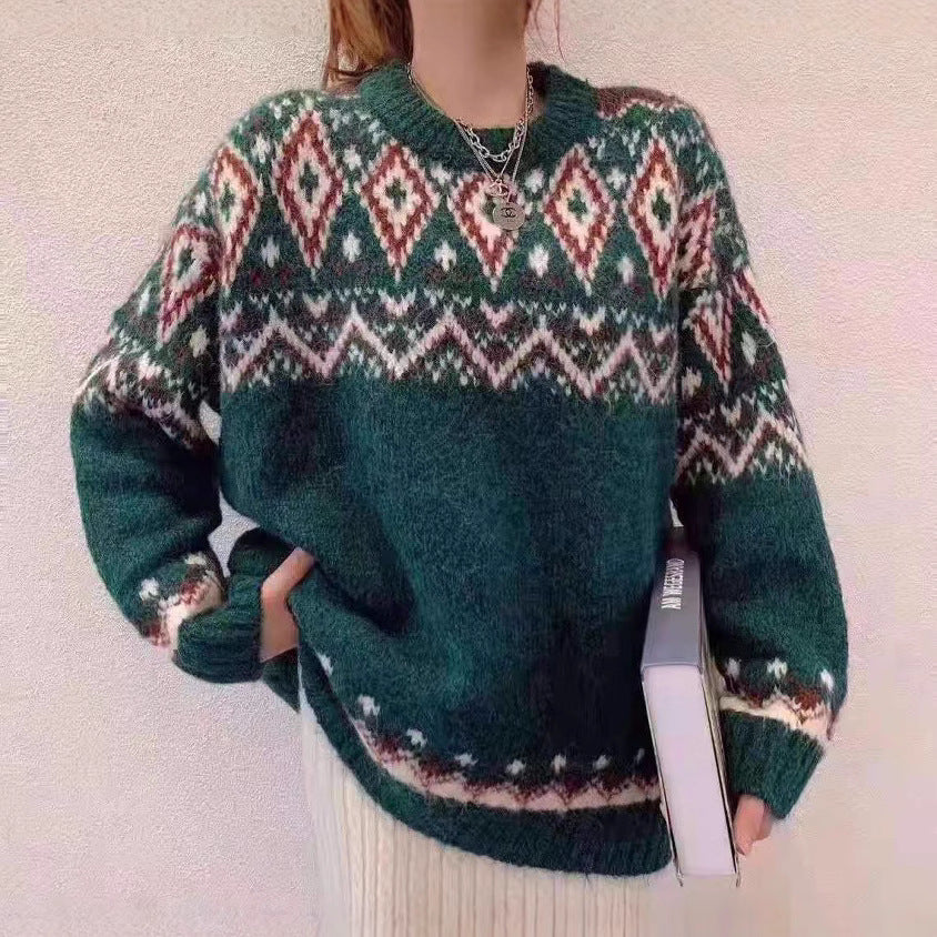 Loose Retro Idle Style Pullover Knitted Top