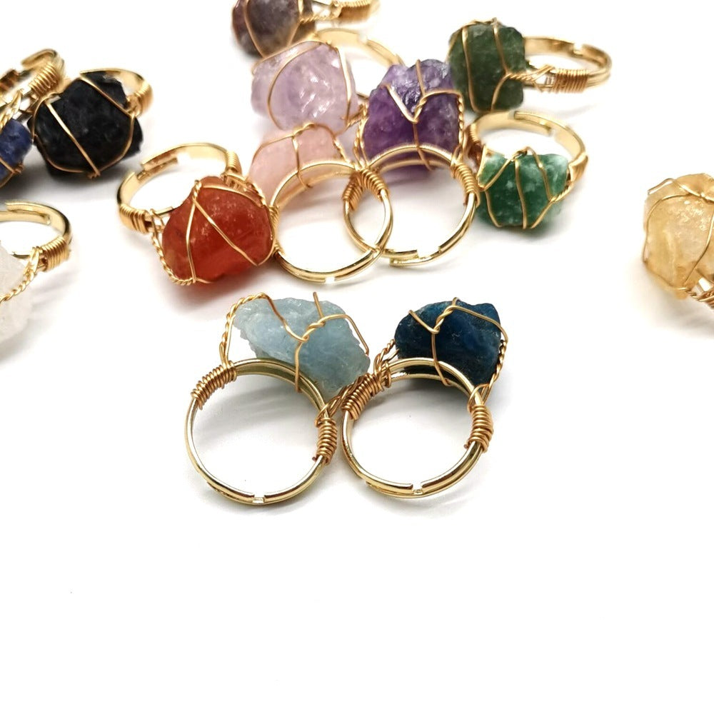 Adjustable Rough Stone Agate Ring