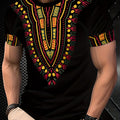 Men's Breathable Casual T-Shirt with Vibrant Geometric Print - Short Sleeve, Polyester Blend, Round Neck T=Shirt
