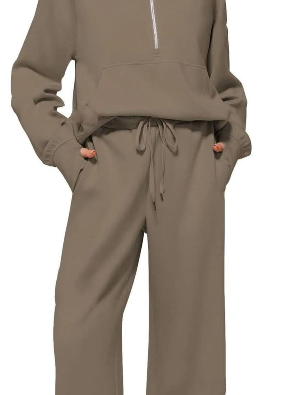 Half Zip Long Sleeve Top and Pants Set