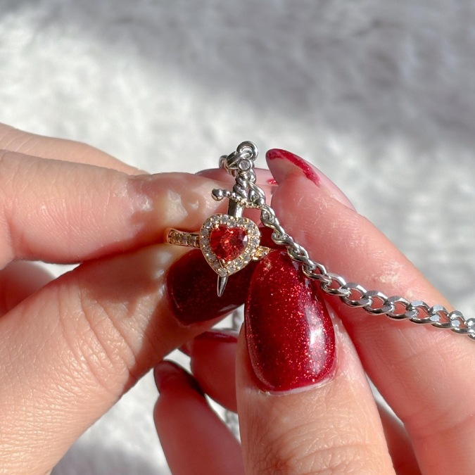 Sword & Heart Couple Ring & Bracelet Set