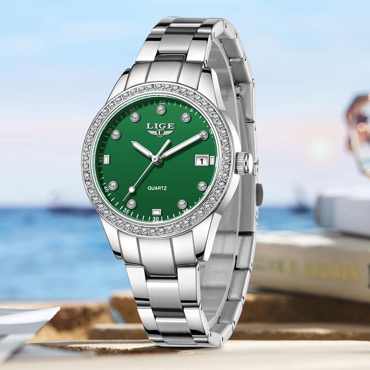 Fashion Girl Quartz Watch Diamond-encrusted Multifunctional Waterproof Luminous