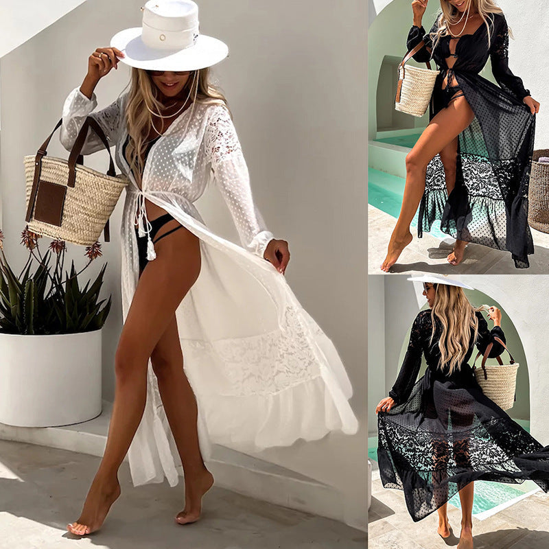 Chiffon Stitching Bikini Swimsuit Outwear