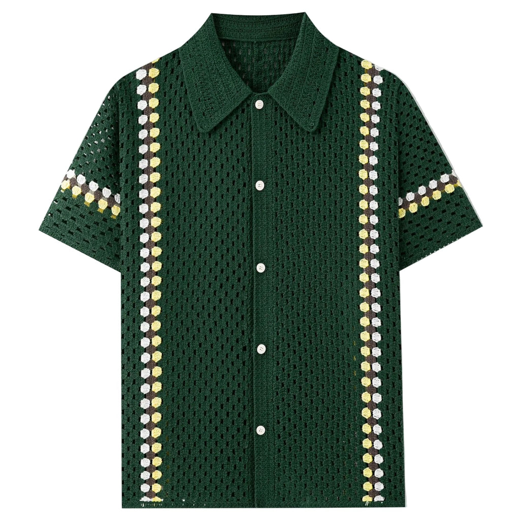 Men’s Crochet Cardigan Polo Shirt