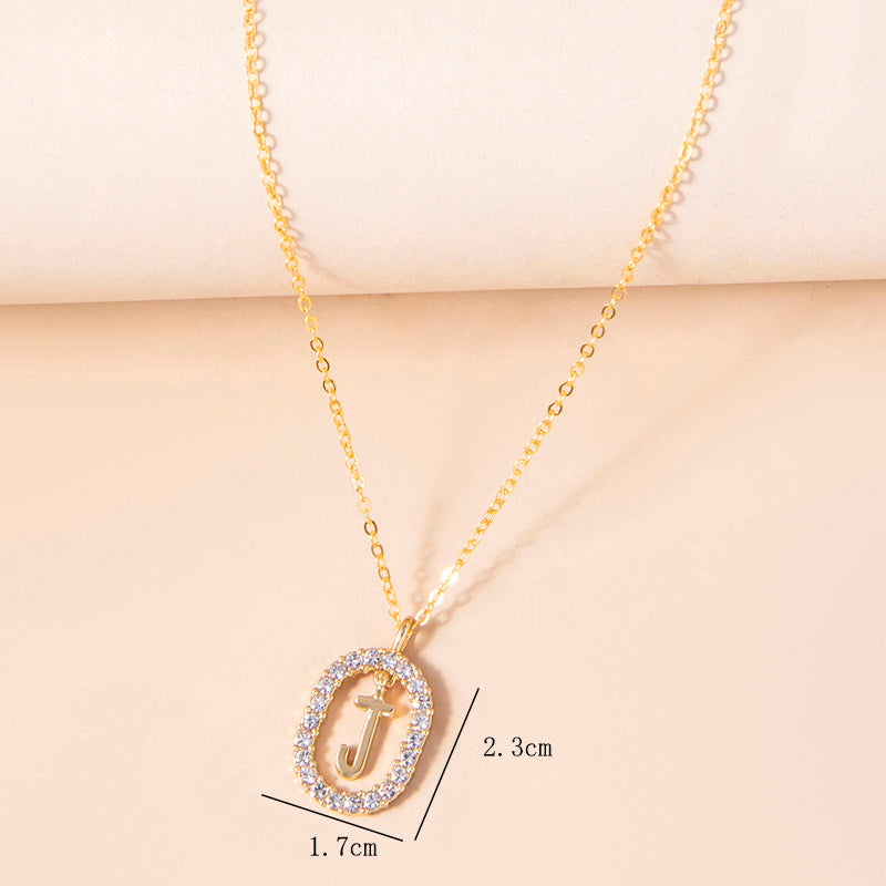 A, J, M, S Crystal Letter Necklace