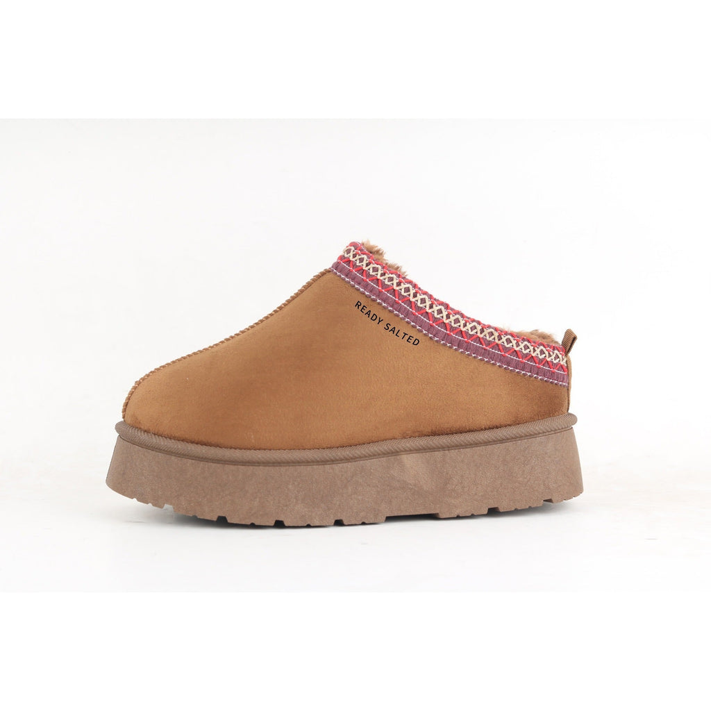 Women's Slipper Ladies Slip On Indoor Platform Slippers Warm Plush with Anti-Skid Sole Lined Outdoor Winter Shoes
