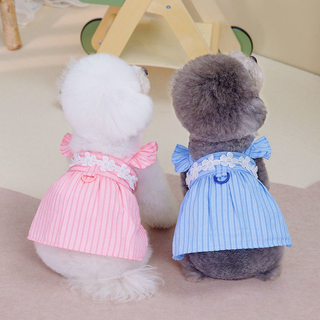 Spring And Summer Pet Dog Vertical Bar Clothes Skirt