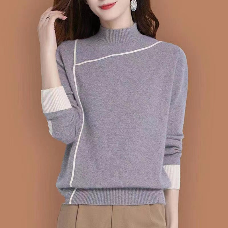 Women's Solid-Color Turtleneck Pullover Long-Sleeve Sweater