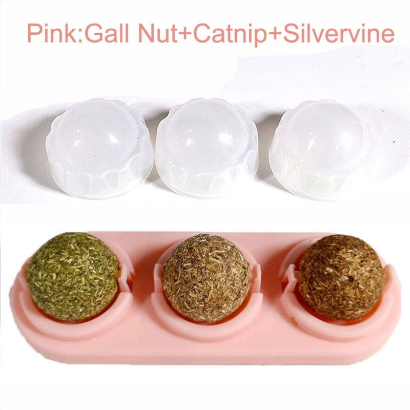 3pcs  Lot Self-adhesive Rotated Catnip Lick Ball