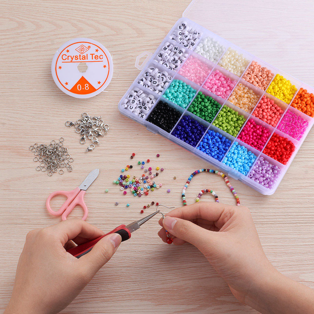 Colored Letter Beads Glass Rice Handmade Necklace