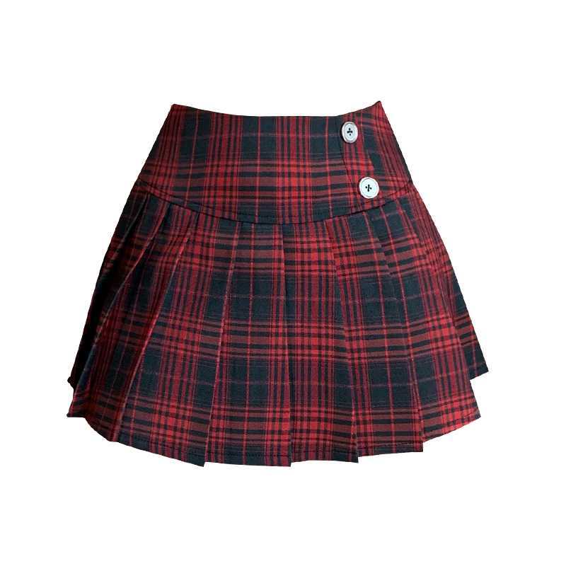 Springsummer Style Spicy-girl Skirt, Plaid Pleated Skirt