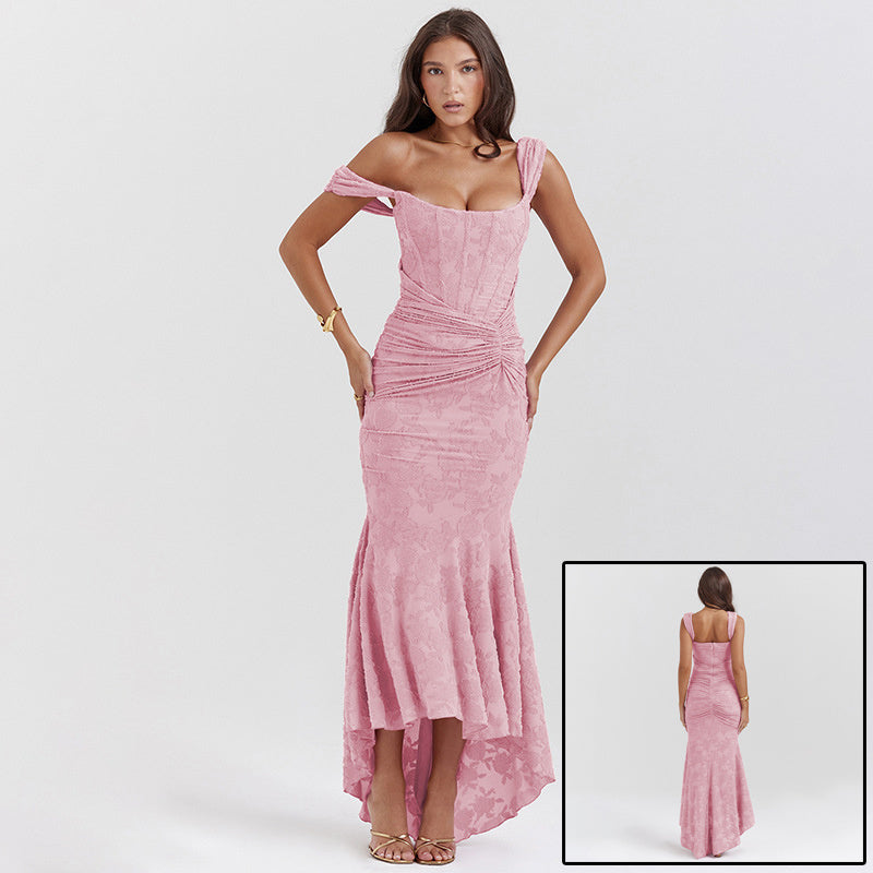 Mozision Off-shoulder Backless Sexy Evening Dress For Women Purple Sleeveless Strapless Ruched Bodycon Club Party Dress