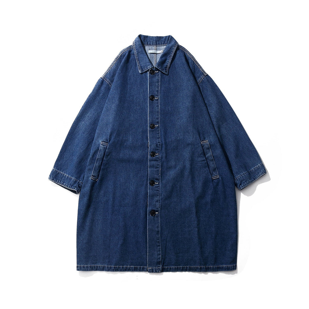 Denim Trench Coat Korean Style Wear Temperament Mid-length