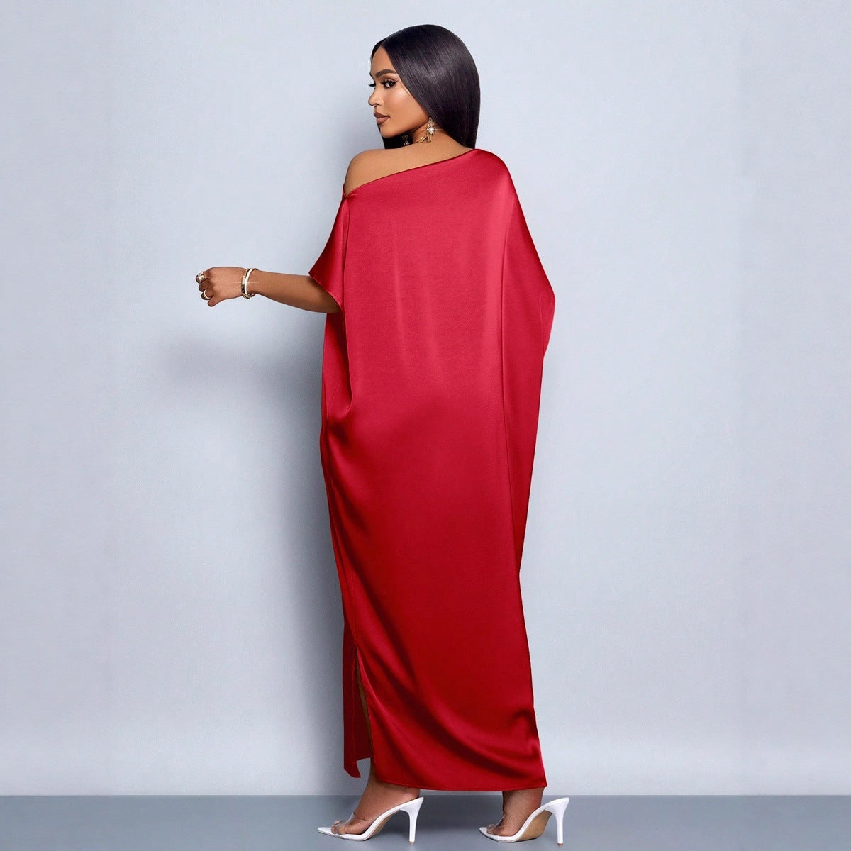 Women's Solid-Color Casual Loose Satin Dress