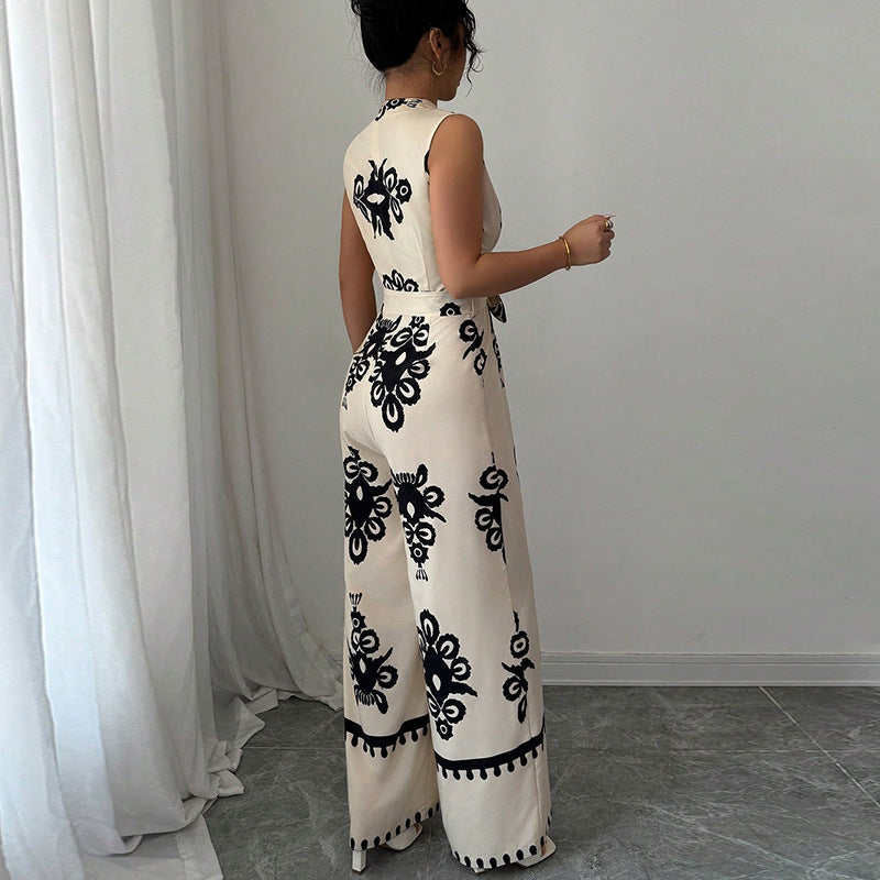 Summer Sleeveless Waistband Jumpsuit For Women