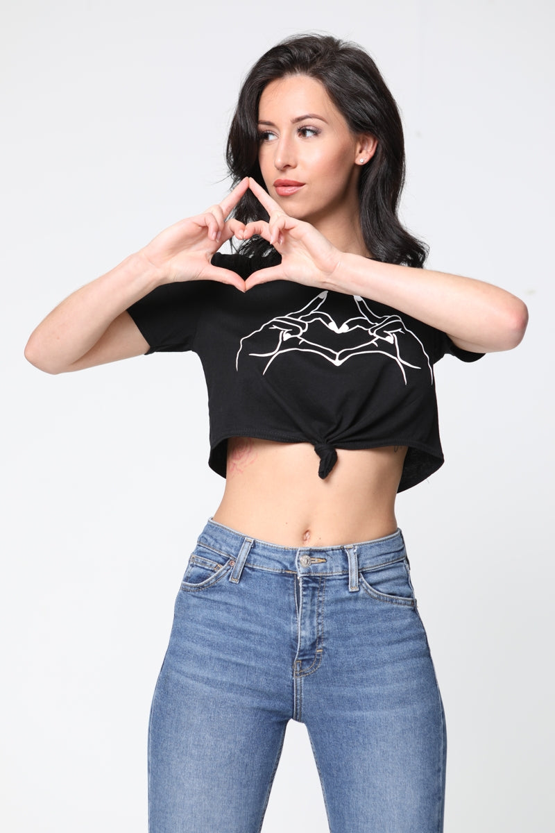 Love Sign Print Crop Top