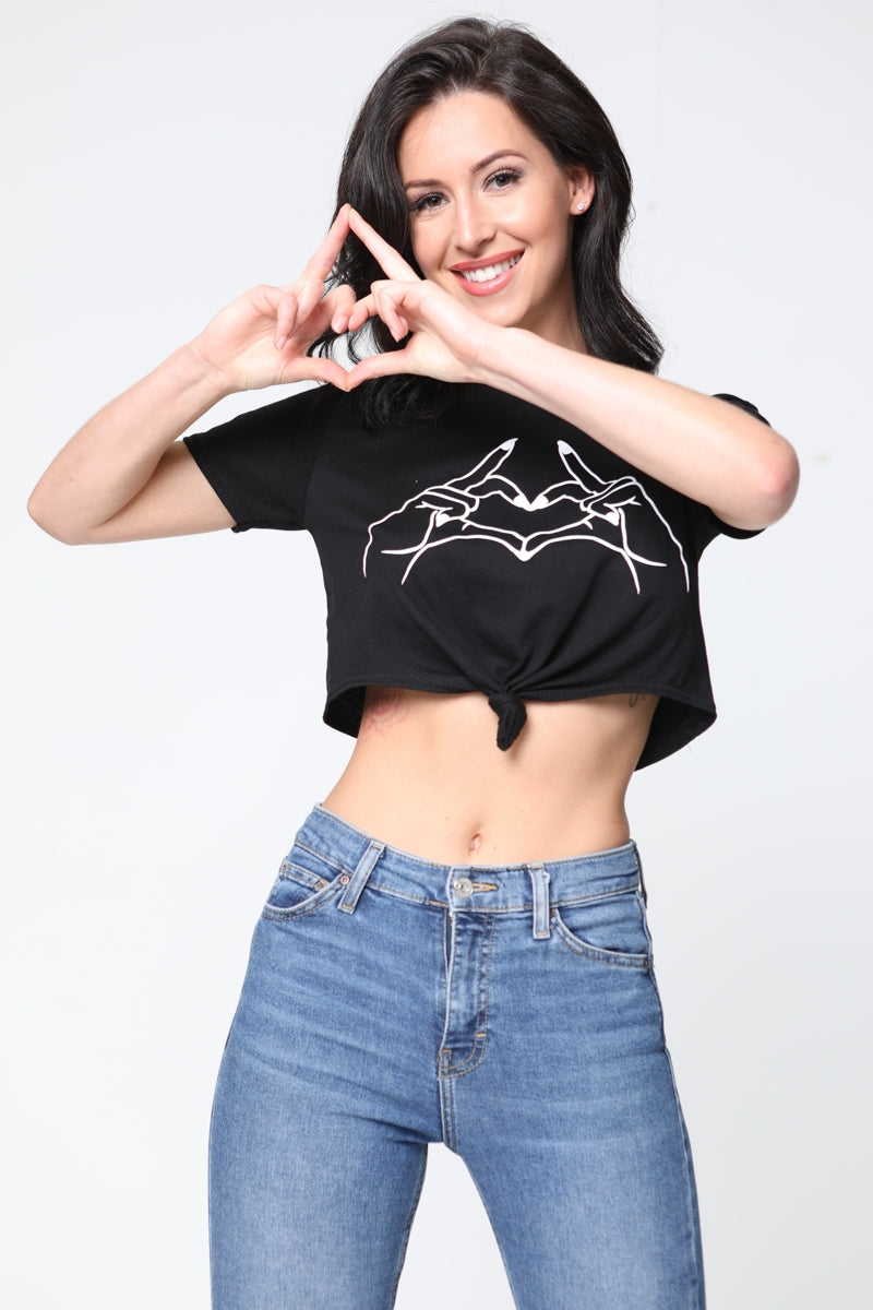 Love Sign Print Crop Top