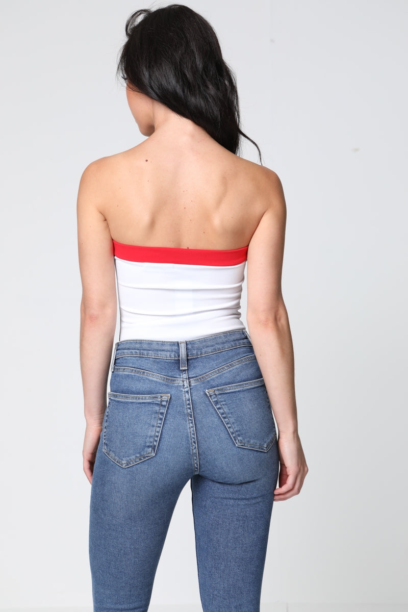 Contrast Colour Block Bandeau Bodysuit
