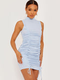 Sleeveless Ribbed Ruched Dress