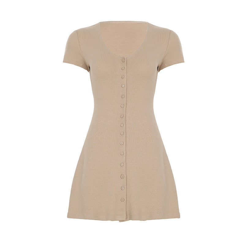 French Romantic Girl Style Base Breasted Knitted Dress