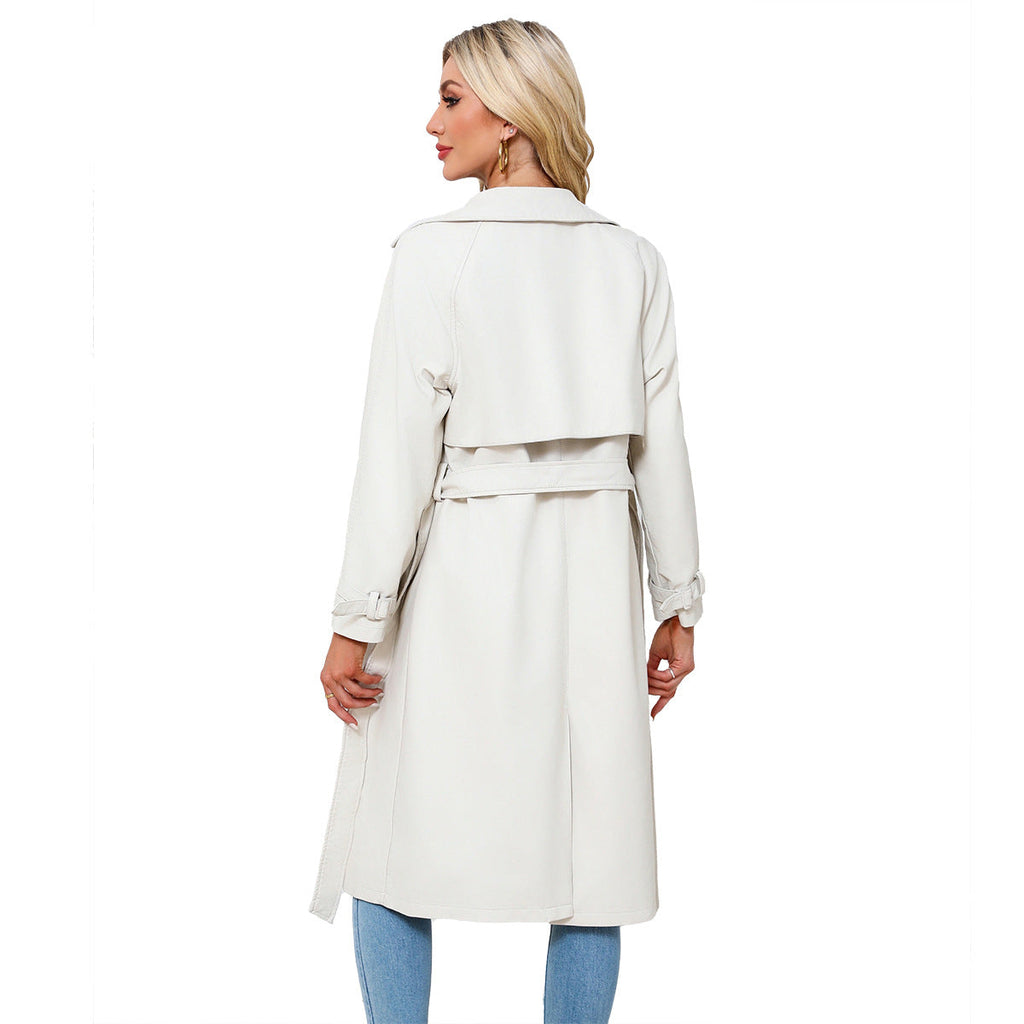 Women's Long, Loose-fit Classic Trench Coat With A Lapel And Belt