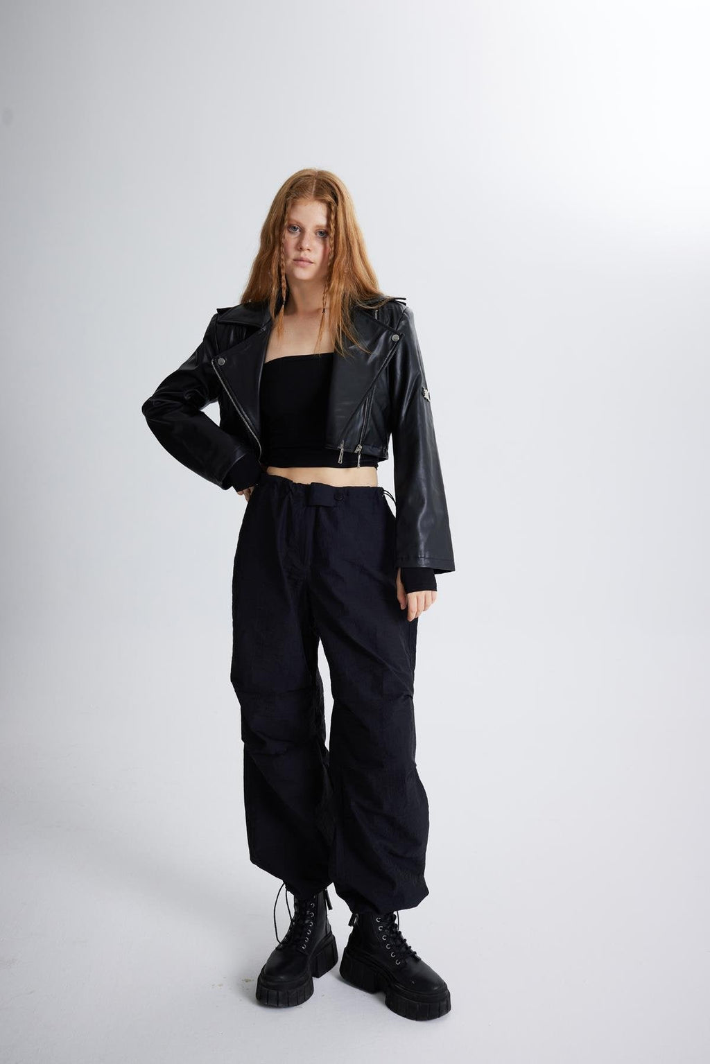 Petter Black Vegan Cropped Faux Leather Jacket