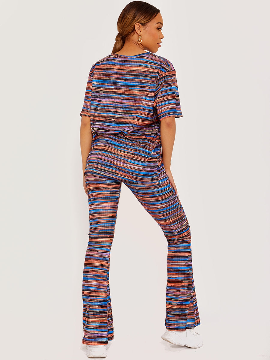 Multi Coloured Oversized Top & Flared Trouser Co-ord
