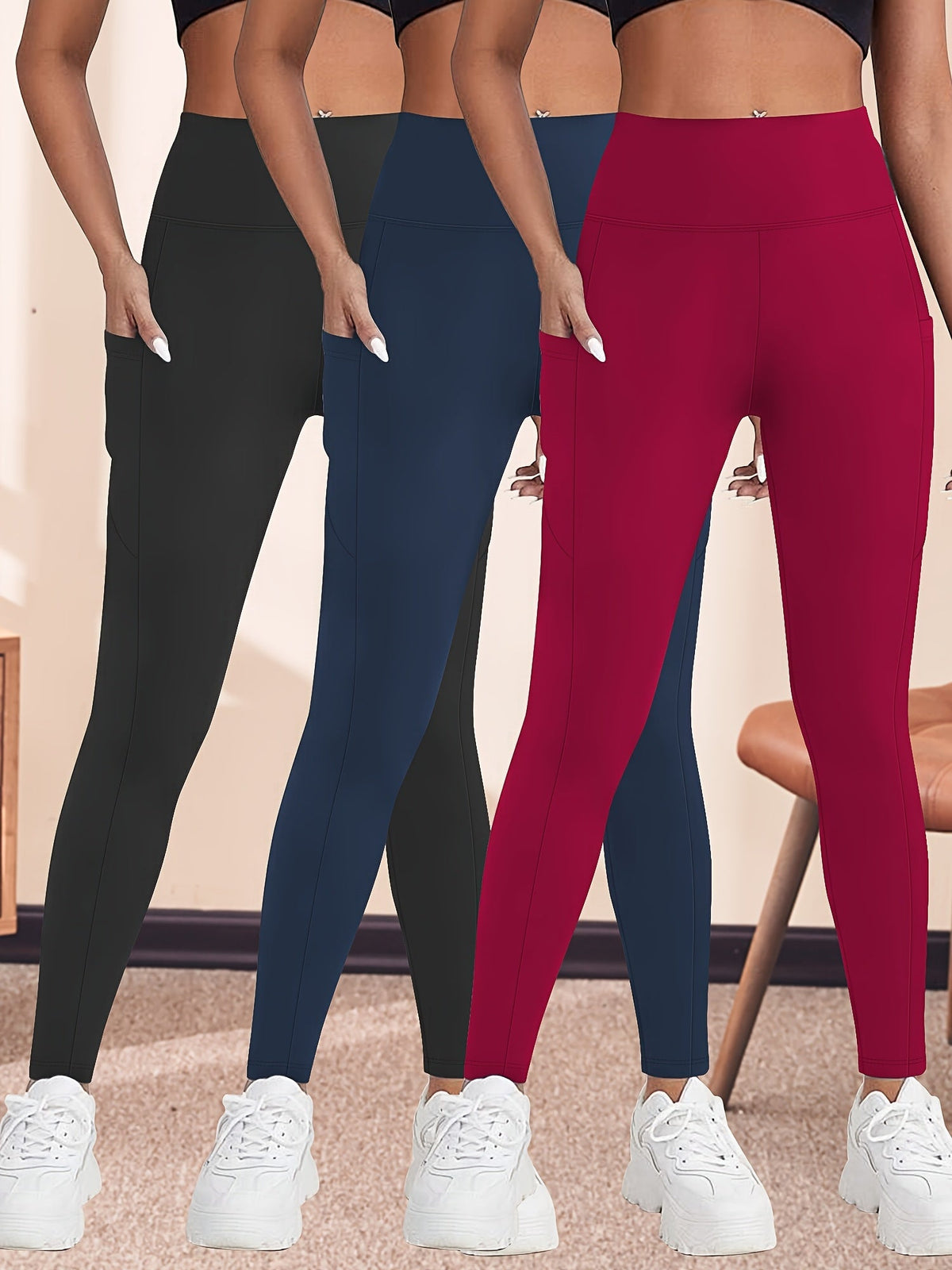 High-Waisted Moon Crescent Pocket Nine-Tenths Yoga Leggings