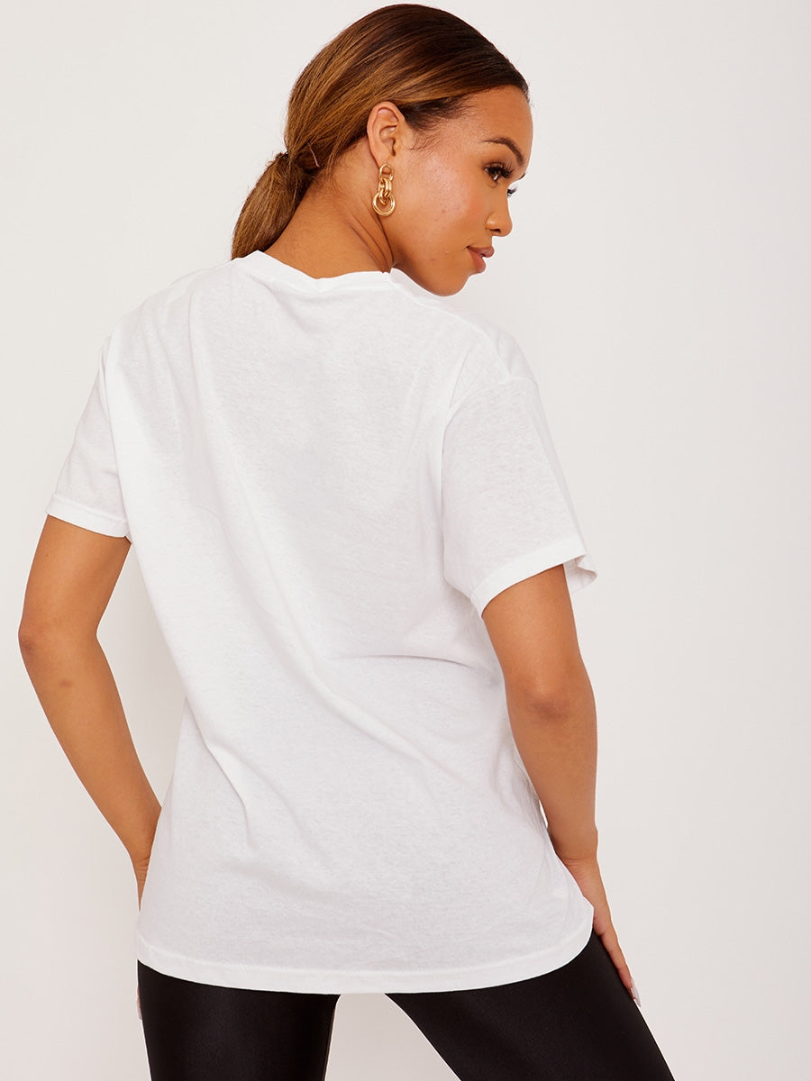 Glittered California Graphic Printed T-Shirt