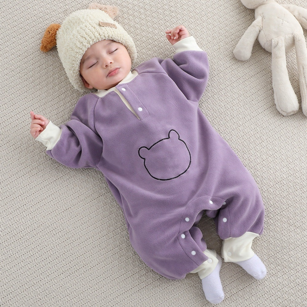 Spring, Autumn, Winter Olympics Beneficial Fleece Baby Warm Fleece-Lined Thick Outerwear Romper
