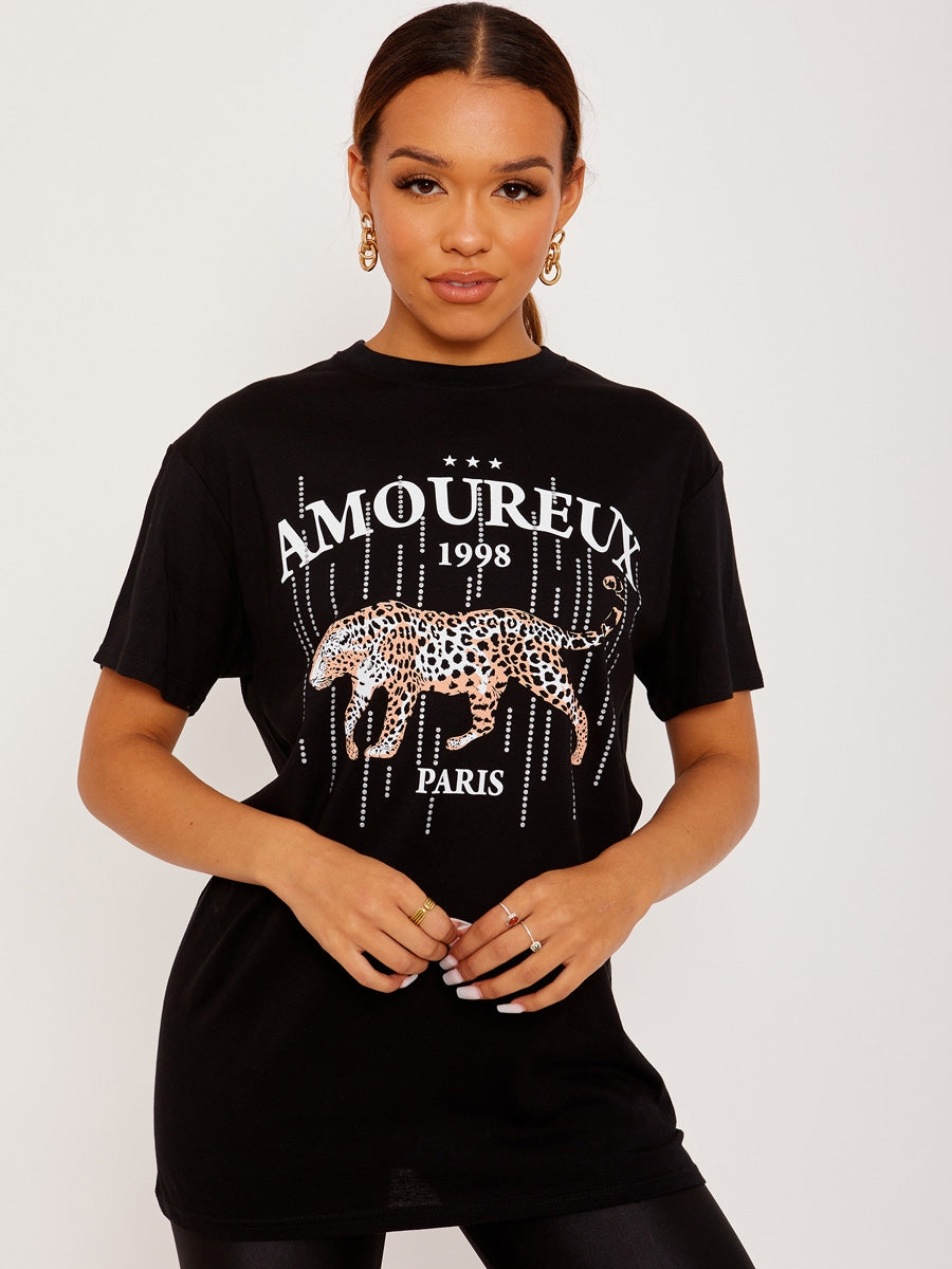Leopard Amoureux Graphic Printed T-Shirt