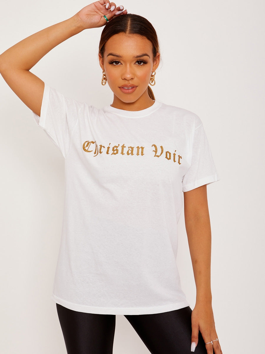 Glittered Christan Voir Printed T-Shirt